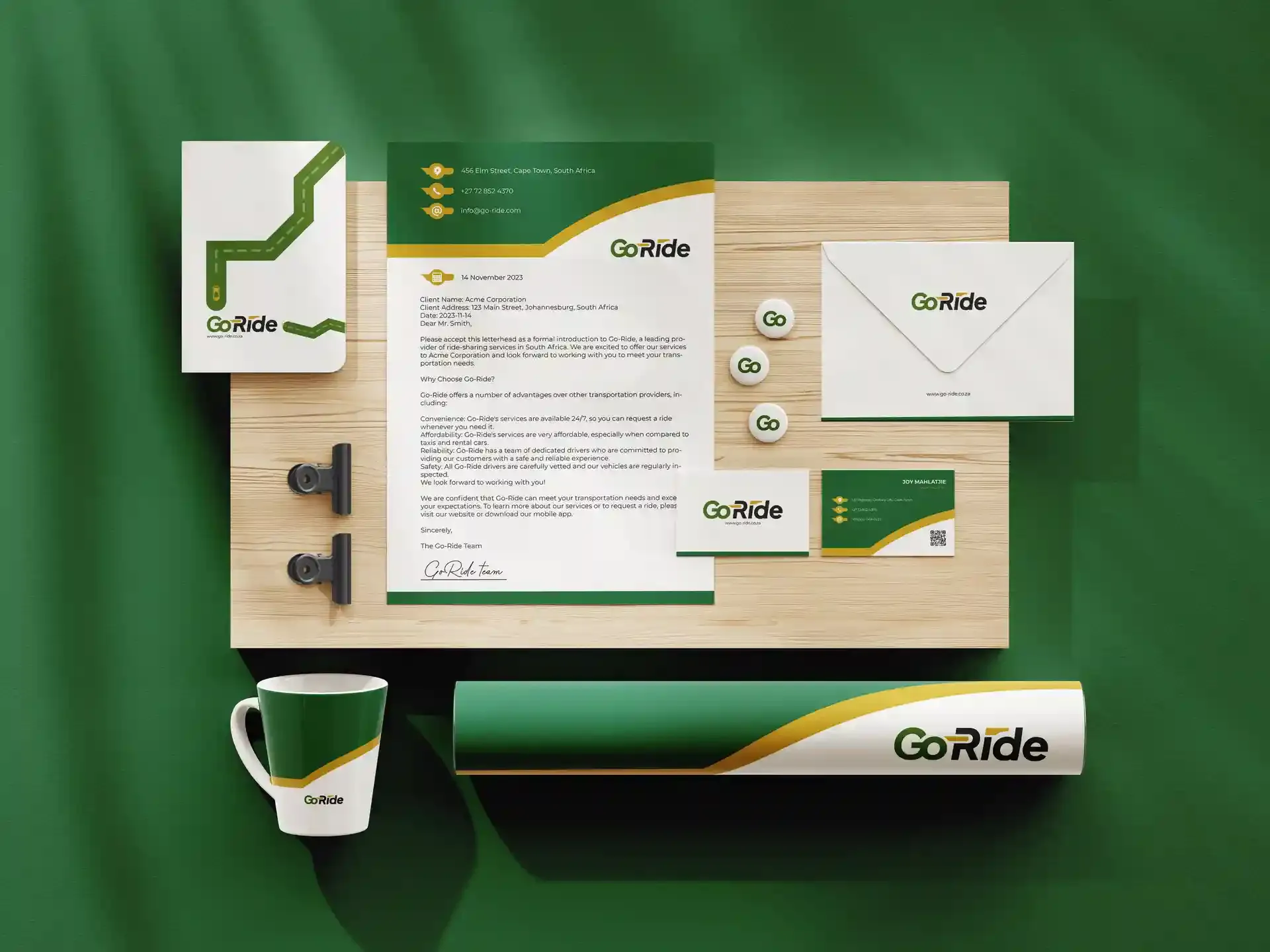 Go Ride Company brand identity stationary design